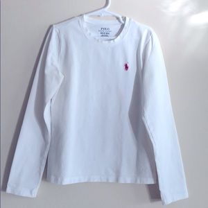 POLO... girl’s long-sleeved t-shirt, white, M 8-10 (1)